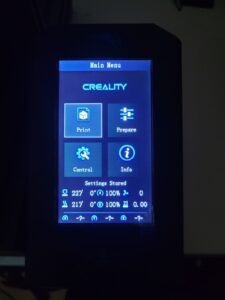 Hauptmenü auf dem Display des Ender 3 V2